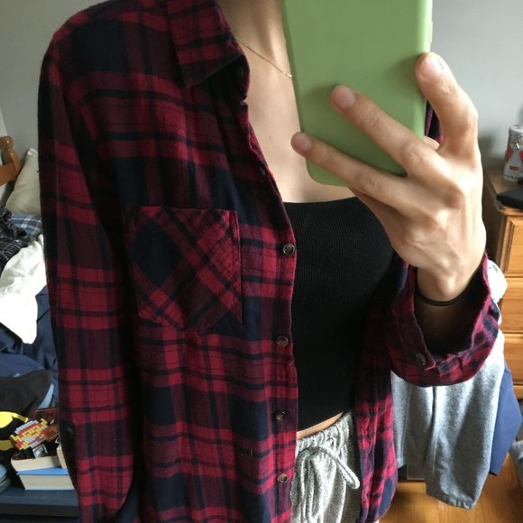 Red and Black Plaid/Flannel Shirt - Picture 4 of 4
